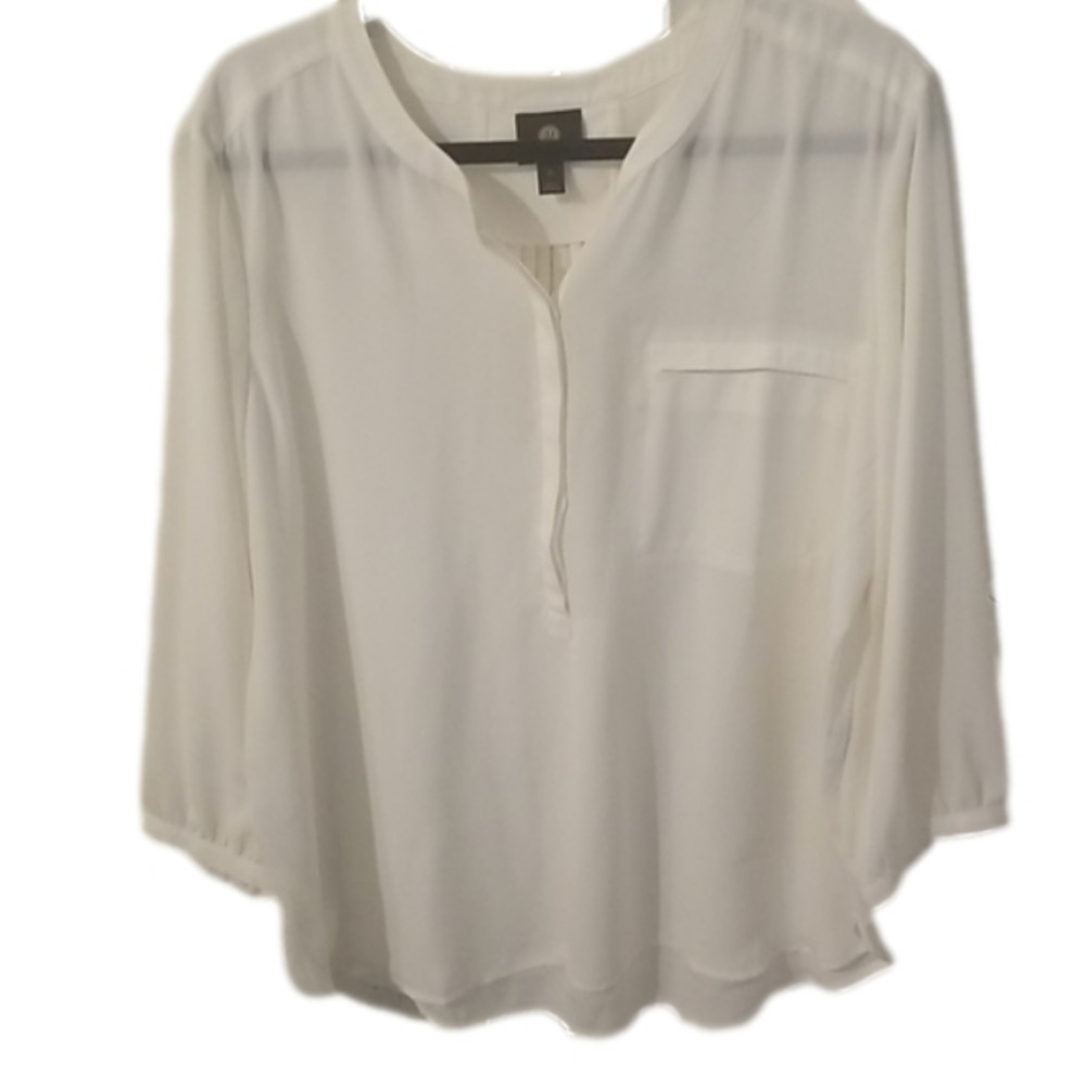 JM Collection *Coastal Cowboy * Cream Sheer Top XL